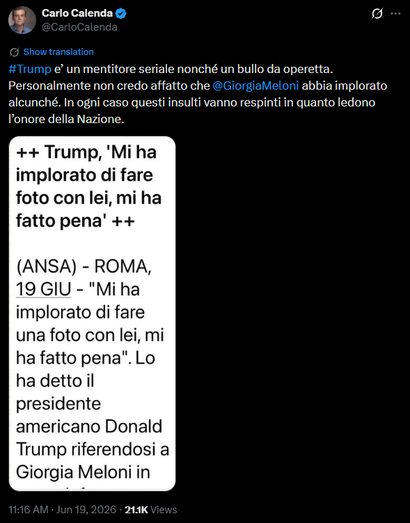 trump meloni calenda